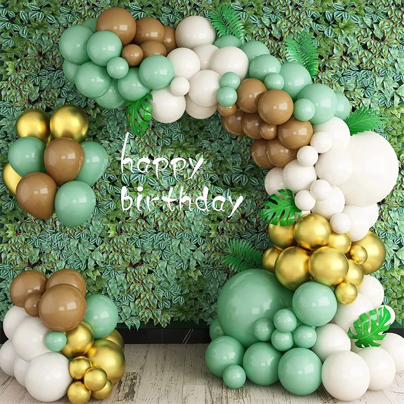 

102pcs Retro Brown Sage Green Latex Balloons Arch Garland Kit for Jungle Themed Birthday Party Wedding Decorations Baby Shower