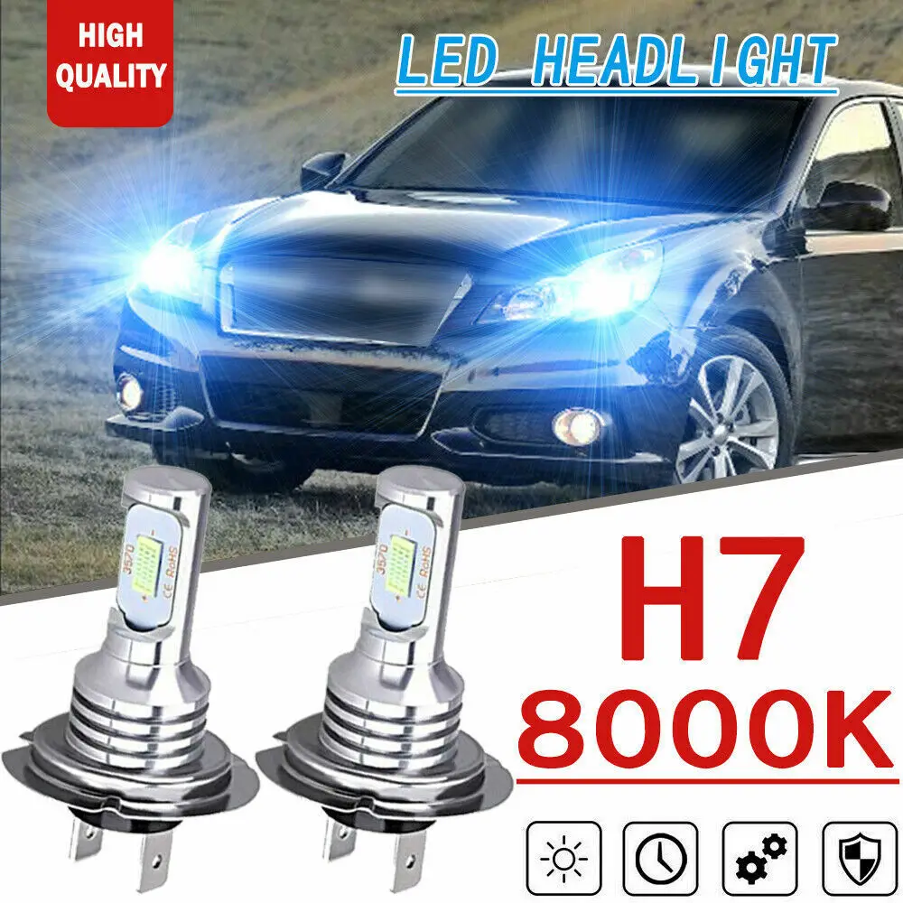 2x H7 70W 8000K Ice Blue Bulbs LED Headlight Low Beam For 2008-13 Subaru Legacy