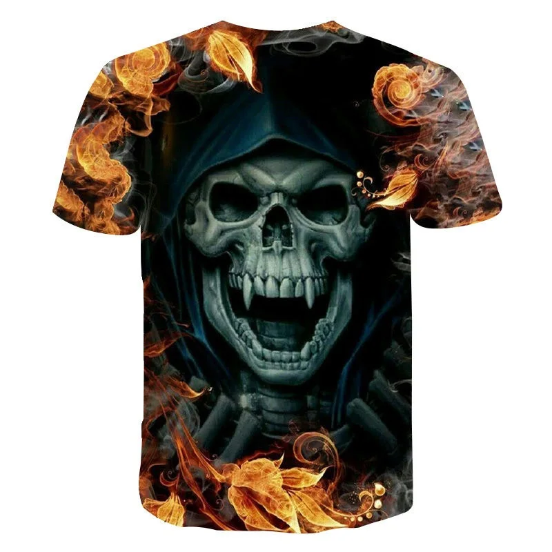 

3d Printing Homme T-shirtfor Man Retro Style Customized Skull Oversized Men's Streetwear Trend Harajuku 2022 Summer Short Sleeve