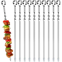 skewers for barbecue reusable grill stainless steel skewers shish kebab bbq camping flat forks kitchen gadgets accessories tools