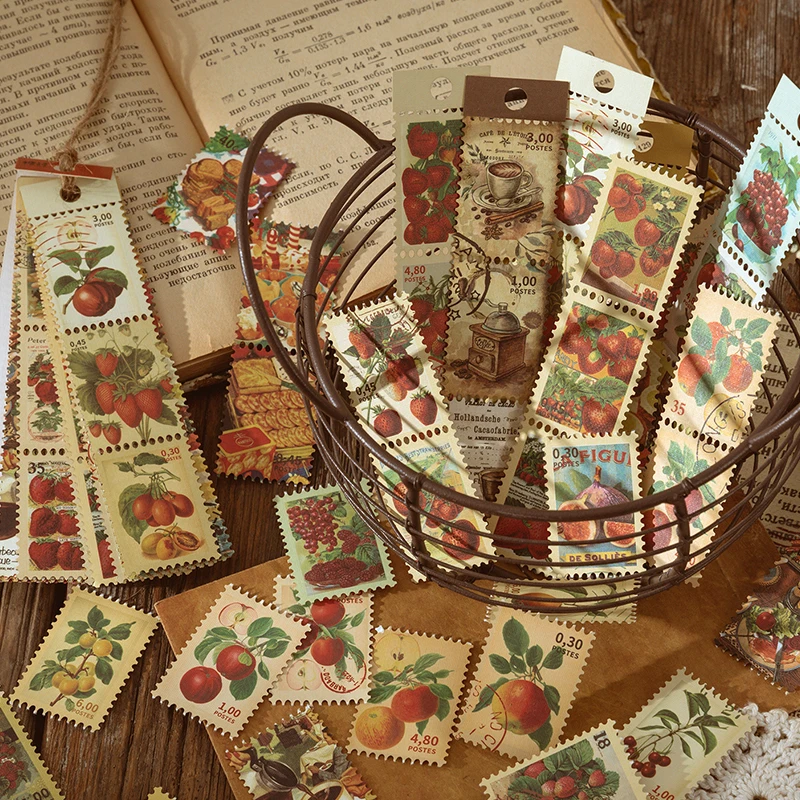 

45Sheets Notes fruit Stamp Institute Retro Plant Butterfly Scrapbooking Material Diary Stationery Album 30*42mm