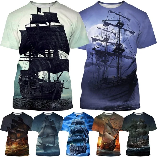 

Summer new fashion pirate ship 3D printed t-shirt cool casual horror t-shirt unisex crew neck top t-shirt