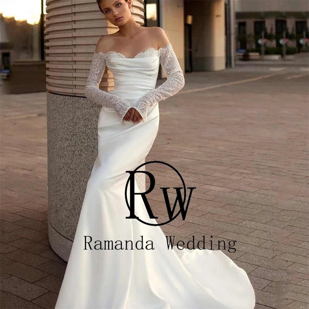 Ramanda Милое свадебное платье русалки с длинными рукавами женское 2021 кружевное