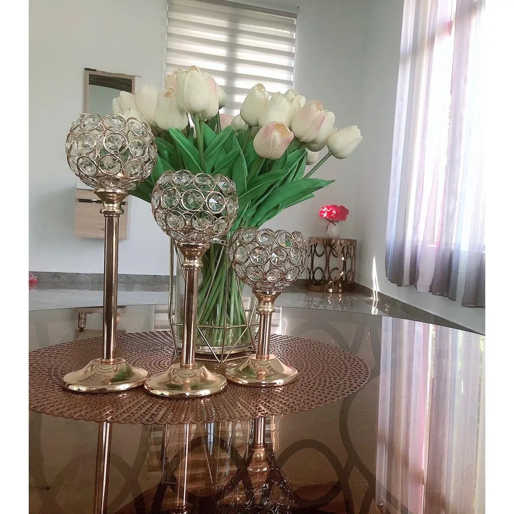 

READY STOCKCrystal Votive Tea Light Silver Diamante Candle Holder Wedding Events Decor