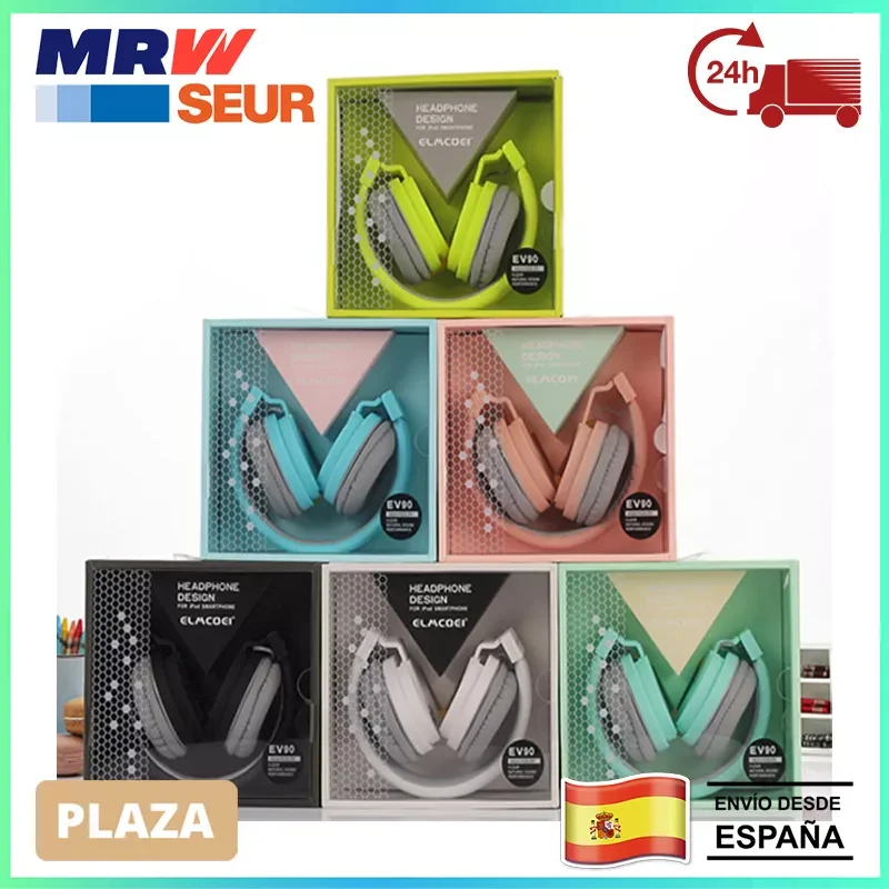 

NEW2023 ELMCOEI EV90 High Fidelity headphone headset with Mic Pastel stereo closed headband for Smartphone, Tablet