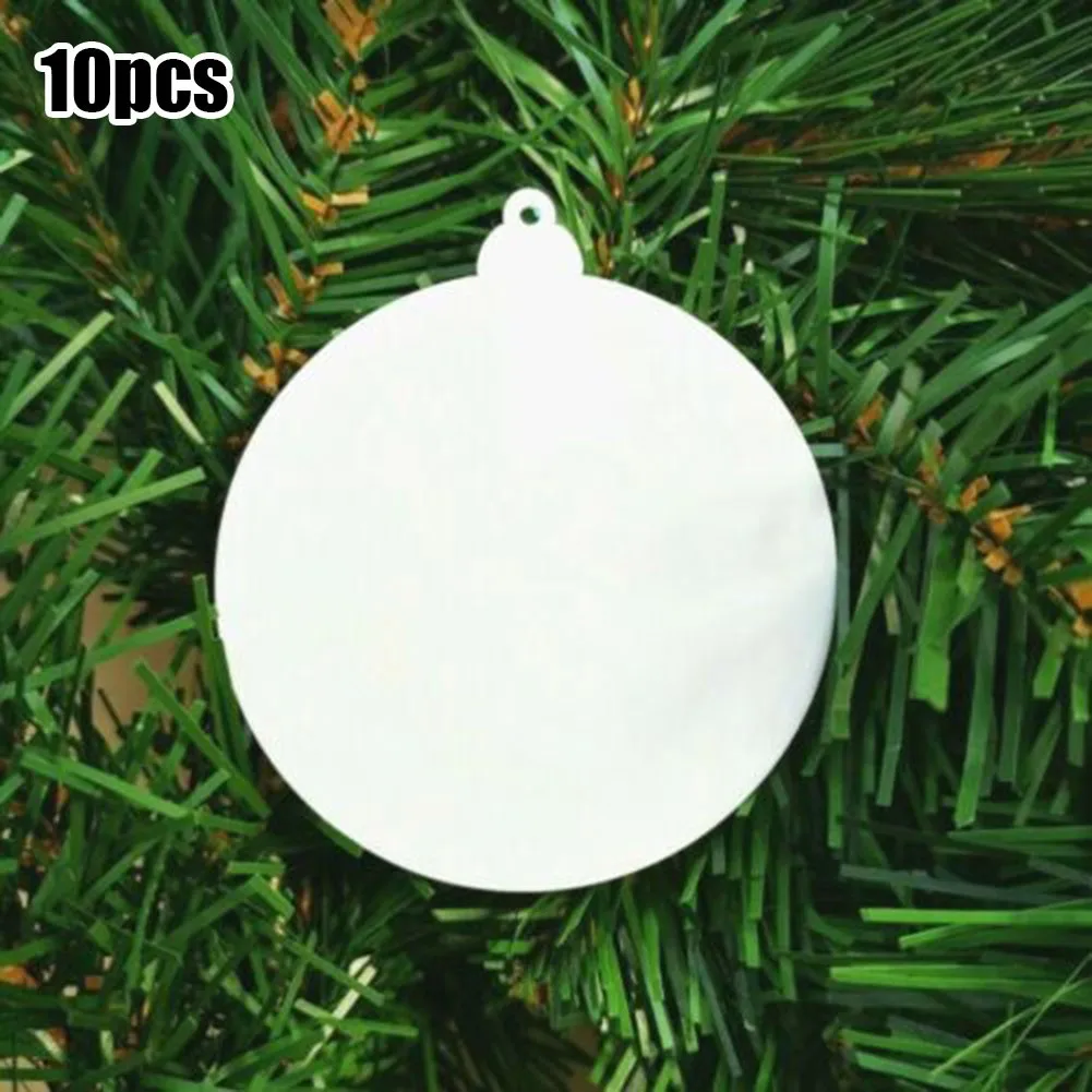 

10/20PCS Acrylic Christmas Tree DIY Pendant Decoration Mirror Round Baubles Snowflake Christmas Bell Pendant New Year 2022