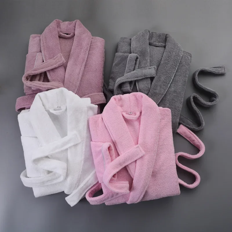 Махровый Халат мужской халат из 100% хлопка халаты для влюбленных однотонное