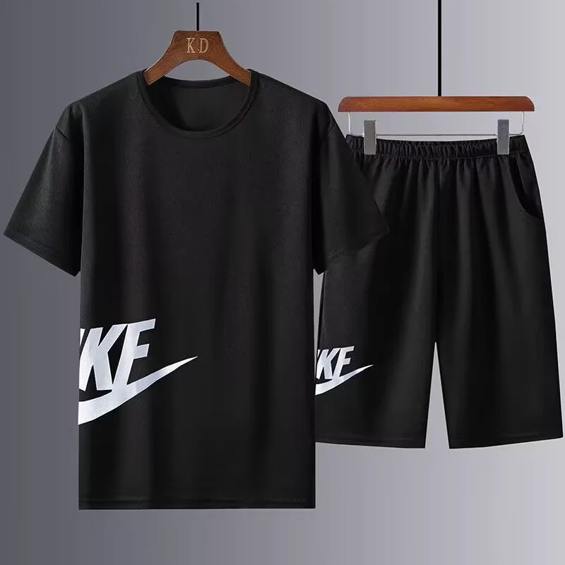 Summer Men's Sportswear Brand Fitness Suit Running Clothes Casual T-shirt + Shorts Sets Breathable 2 Piece Jogging Tracksuit Men