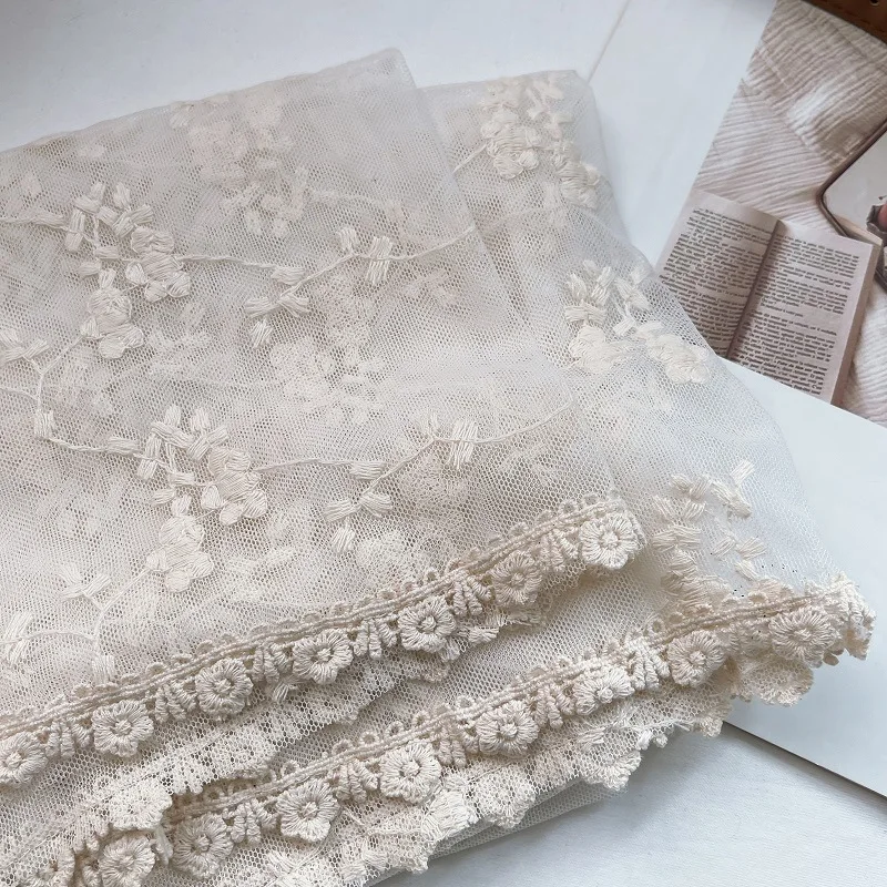 Винтажный полый кружевной шарф женский шаль шелковый прозрачный белый марлевый