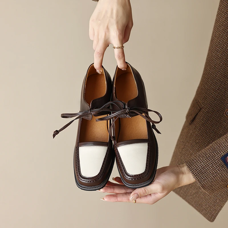 2023 new Spring women pumps plus size 22-26.5cm length microfiber upper square toe Mary Jane shoes mixed colors womens shoes