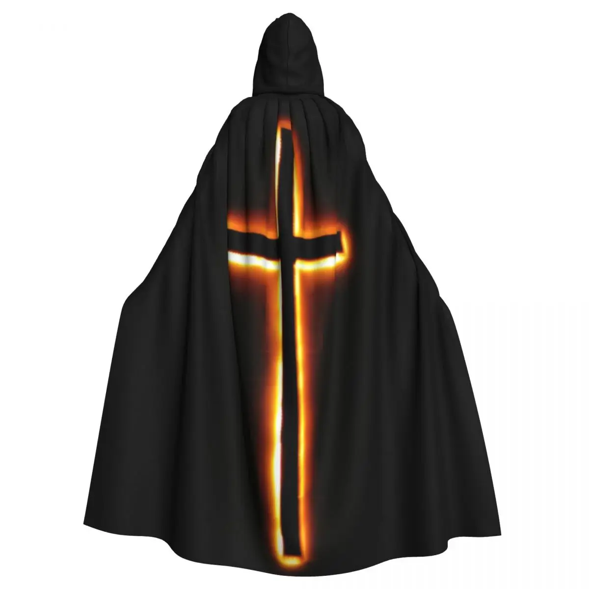 

Cross Hooded Cloak Halloween Party Cosplay Woman Men Adult Long Witchcraft Robe Hood