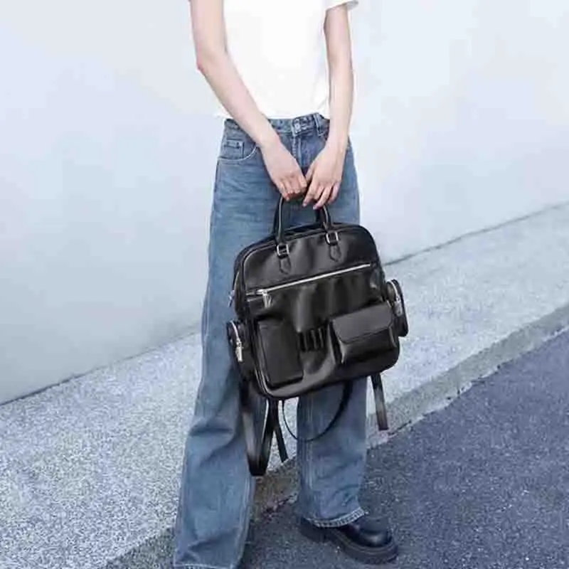 Роскошный черный дорожный рюкзак большой объем из искусственной кожи 2024 сумка с