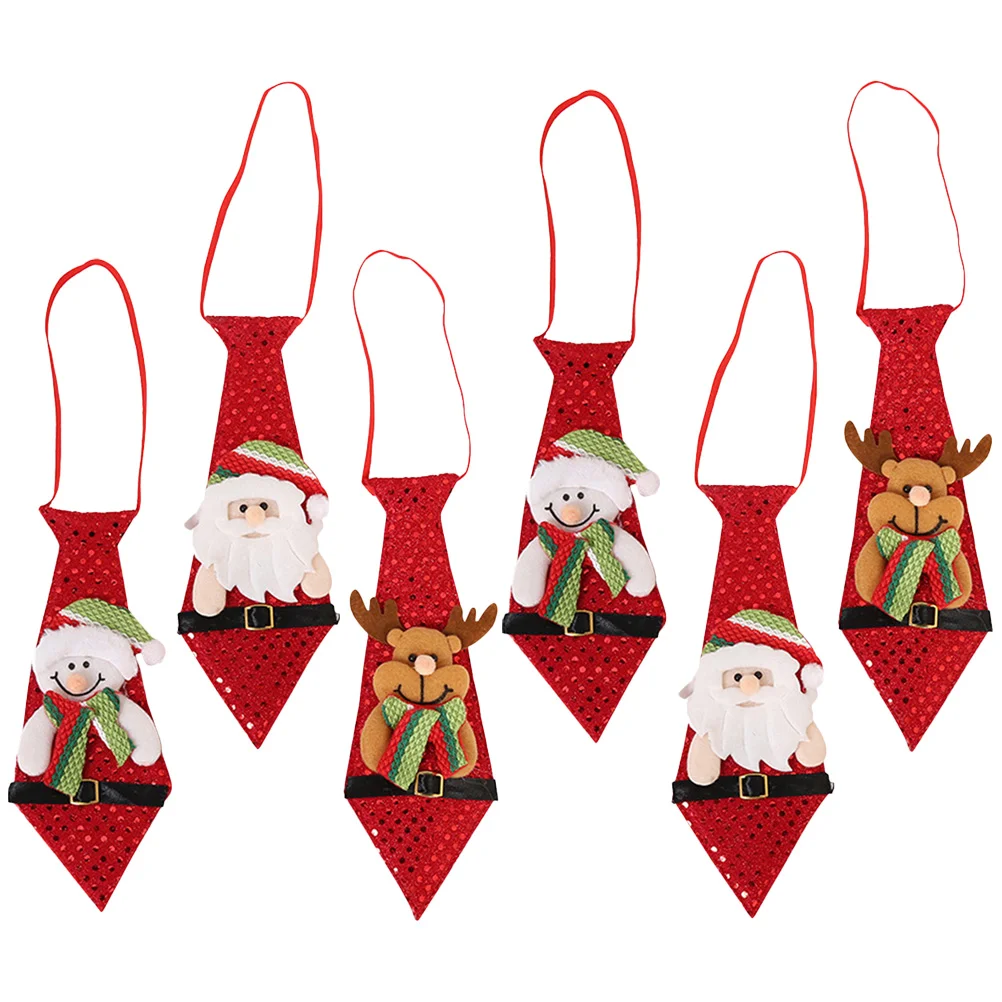 

6pcs Men Neck Ties Christmas Party Necktie Fabric Neck Ties Novelty Neck Ties Xmas Decorations