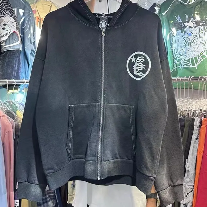 

Винтажный черный пуловер с капюшоном и принтом в виде звезд