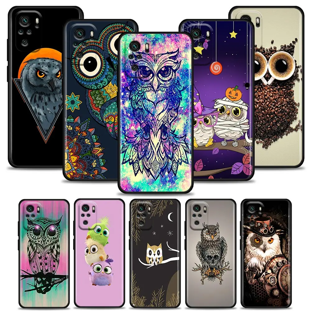 

Phone Case for Redmi 10 9 9A 9C 9i Case K20 K30 K40 Plus Note 10 11 Pro Soft Silicone Cover Cute Owl Cartoon