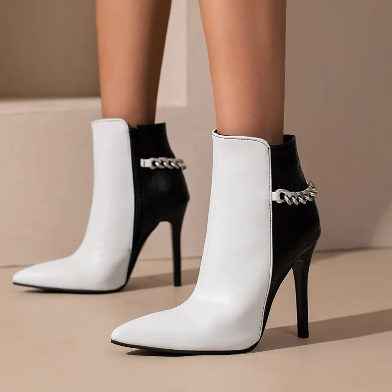 

Женские ботильоны со змеиным принтом YMECHIC в стиле пэчворк осень-зима 2022 женские Вечерние туфли на шпильке на высоком тонком каблуке Новинка