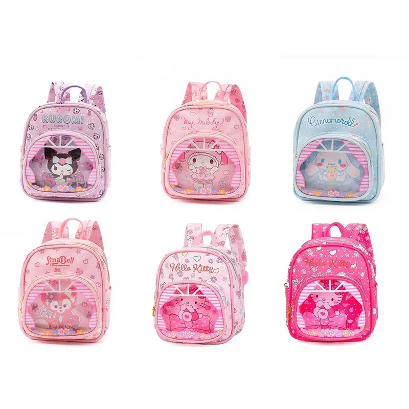 

Hello Kitty Toddler Backpack Sanrio Kids Bags for Girls and Boys Little Twin Stars Schoolbags PU Cinnamoroll Kuromi Backpack