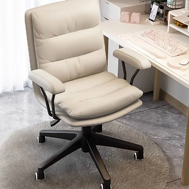 Beige Armrest Pads Mobile Swivel Office Chairs Height Extender Cadeira De Escritorio Home Furniture