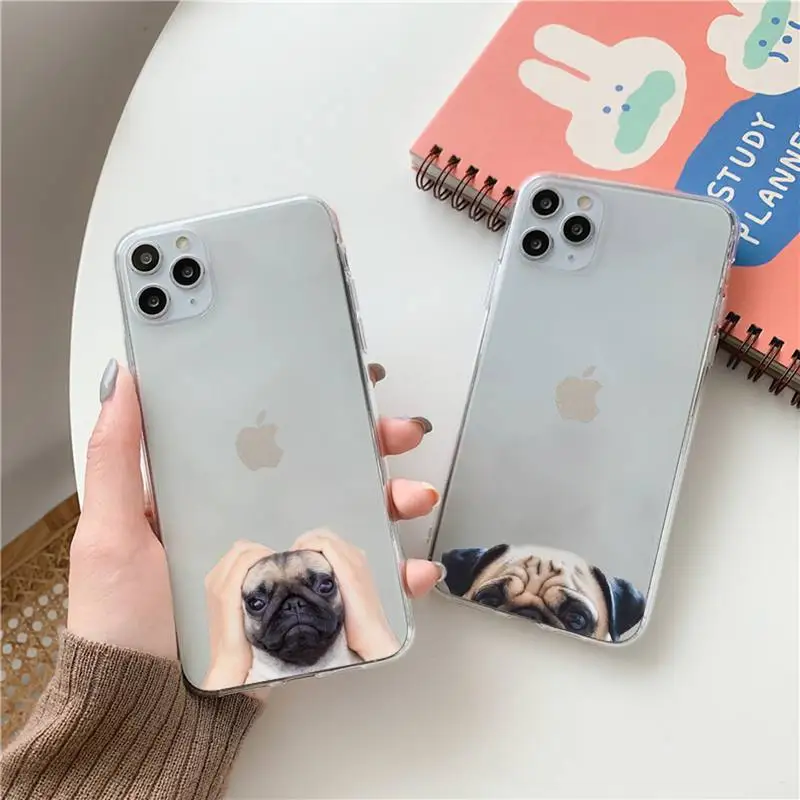 

Cute funny animal bulldog art Phone Case Transparent for Clear iPhone case 11 12 mini pro XS MAX 8 7 6 6S Plus X 5S SE 2020 XR