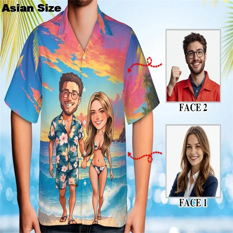 Гавайские рубашки с индивидуальным лицом забавный персонализированный подарок