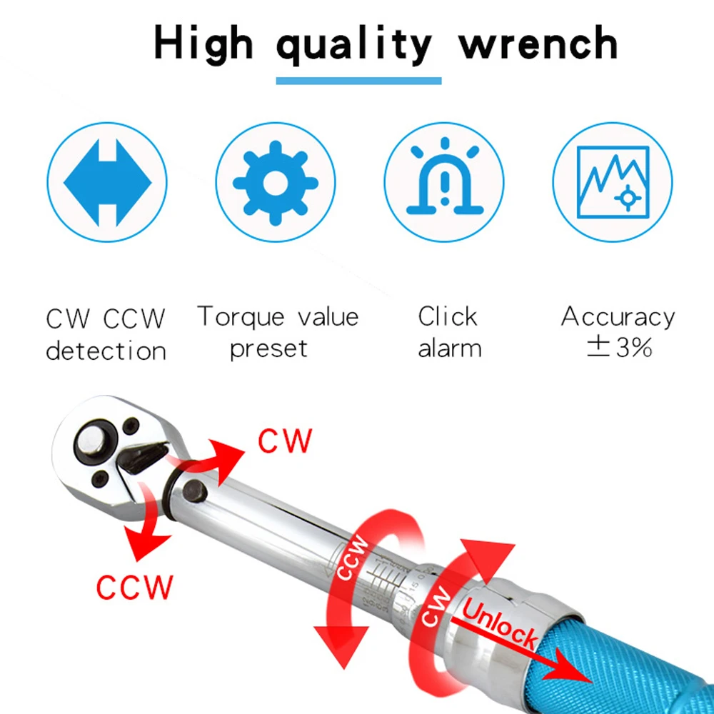 Динамометрический ключ регулируемый инструмент с трещоткой и регулируемым