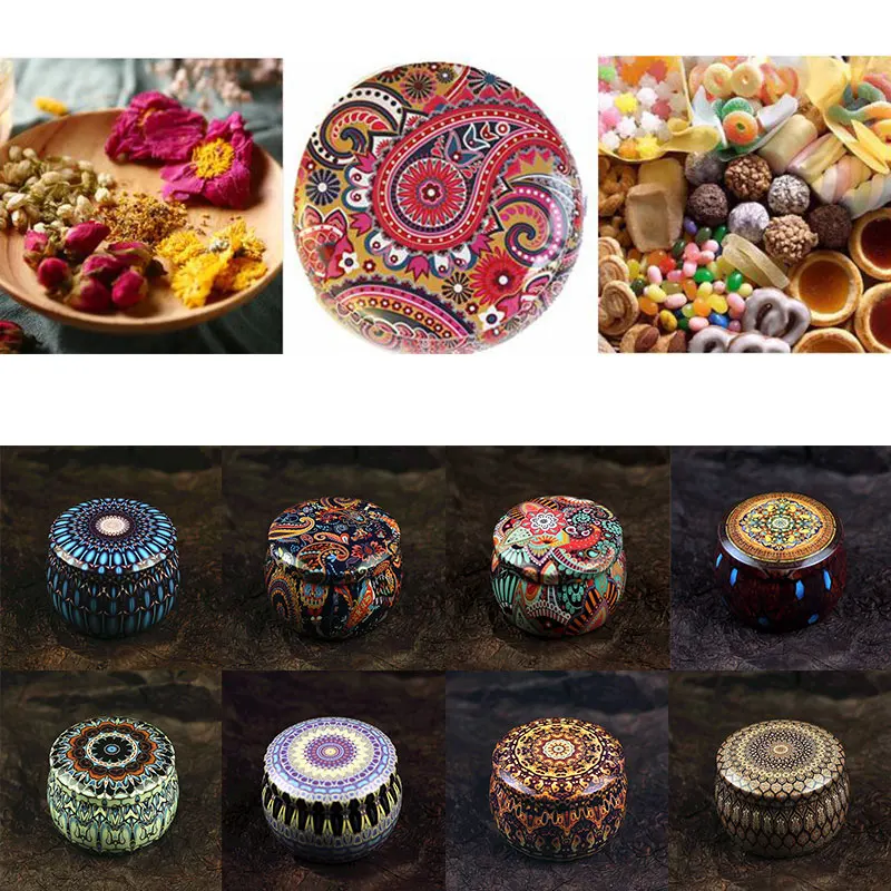 

Tea Packaging Candle Supplies Tins Cans Jars Candy Tin Jewelry Box Candy Containers Tinplate Pot Home Decor Empty Storage Boxes