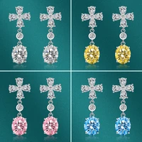 new fashion trend s925 silver needle luxury four leaf clover earrings long tassel pendant earrings womens wedding jewelry