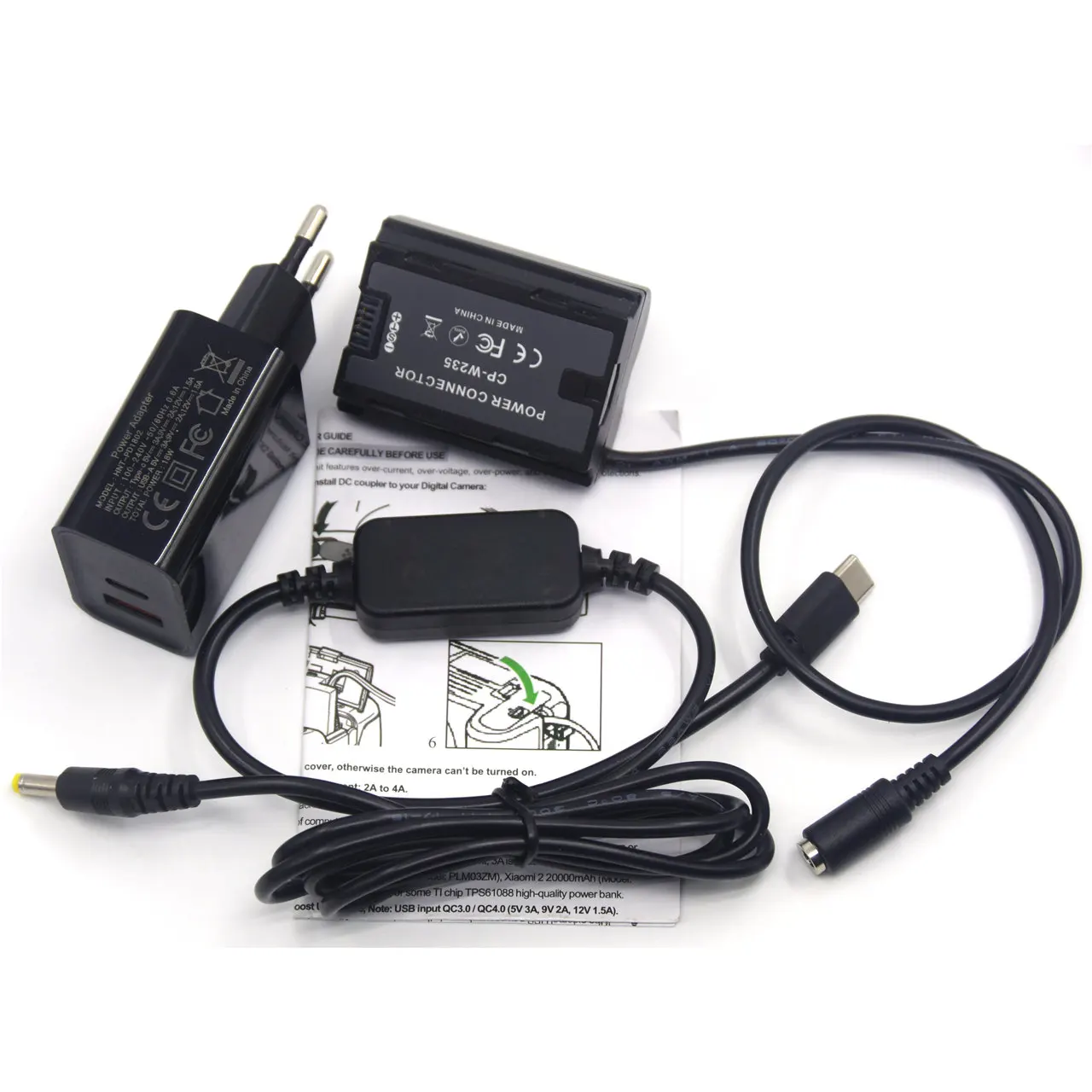 

PD Charger + USB Type-C Power Cable + CP-W235 Dummy Battery for FUJIFILM X-T4 XT4 Digital Cameras T10 X-T2 X-A1 HS33 HS50 EXR