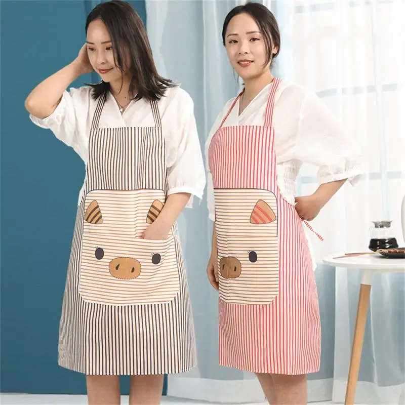 

1PC Apron Waterproof Oilproof Cartoon Piggy Sleeveless Apron Can Wipe Hands Kitchen Work Clothes Universal Fashion Canvas Aprons