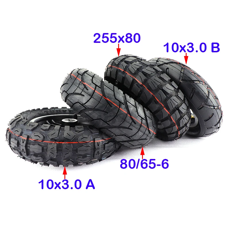 

10 Inch Wheels for Kugoo M4 Pro Folding Electric Scooter 10x3 Inch Off-road Inner Outer Tire with Alloy Rims 255x80 Tyre 80/65-6