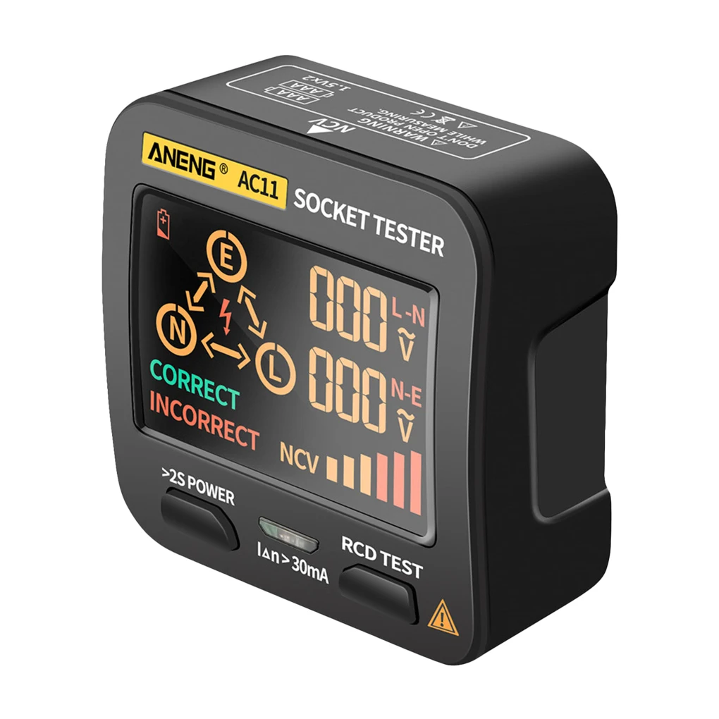

Black Durable And Safe Digital Voltage Detector And Socket Tester Tester Smart Voltage Socket Box RCD Socket Accessories