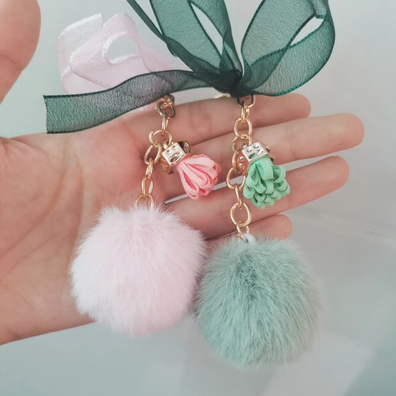 

Cute Bowknot Tassels Car Keychain Fake Fur Key Chains Women Trinket Car Bag Key Rings Fluff Key Pendant Jewelry Gifts