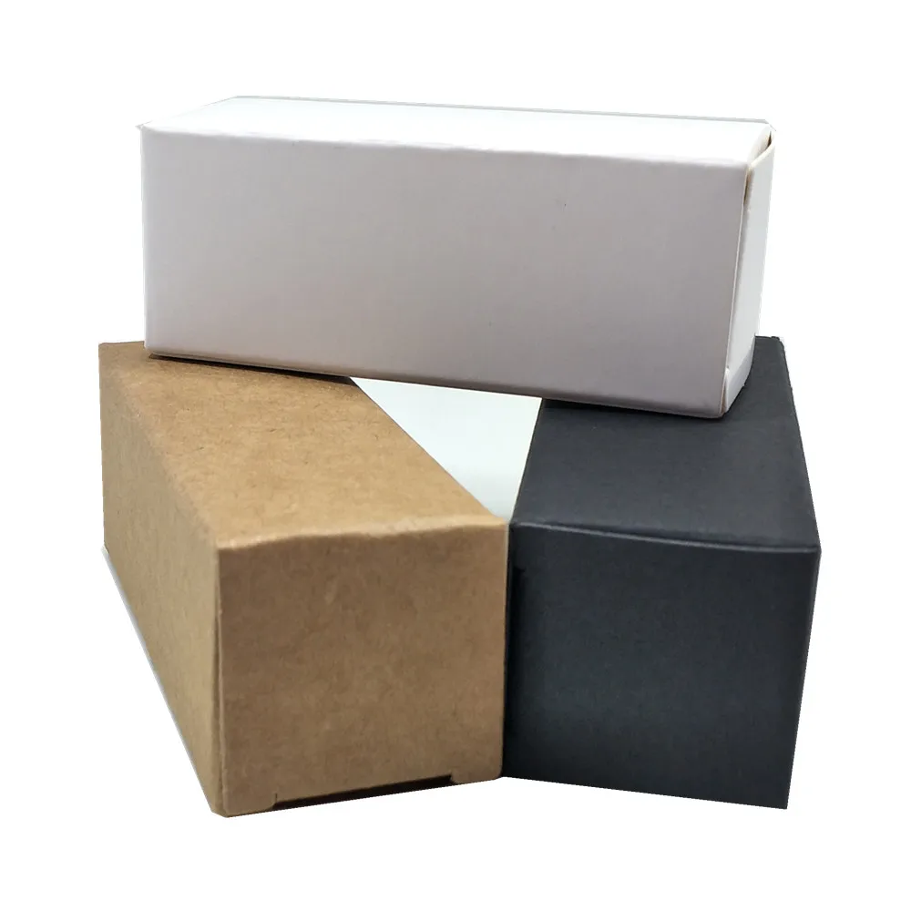 

50Pcs White/Black Kraft Paper DIY Crafts Packing Box Paperboard Package Box Small Perfume Bottle Foldable Pack Box