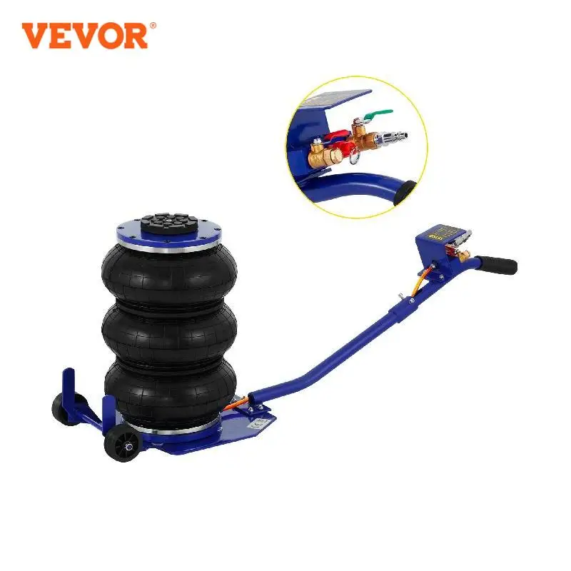 VEVOR Cric Pneumatique 3/5 T Temps de Levage 5 s Hauteur de 140-400 mm avec 3 Boudins pour Soulever