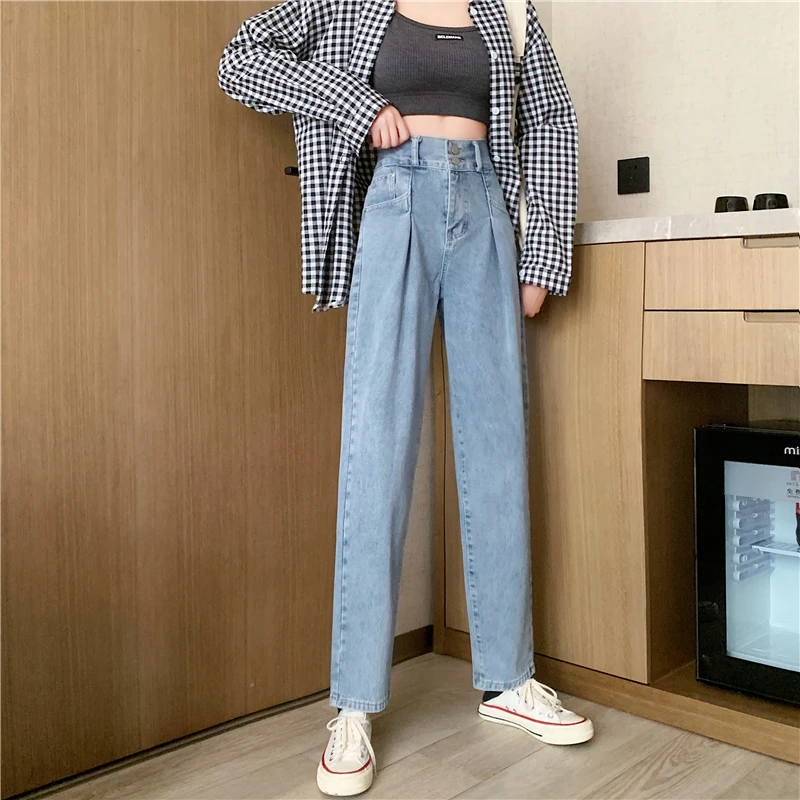 

N5008 Jeans women's retro daddy pants new high waist slim radish harem pants jeans