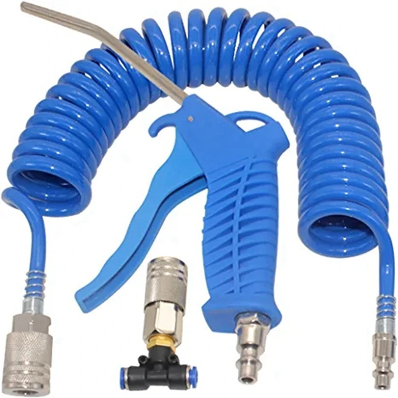 

Air Blow Gun Kit With 16Ft Long 8Mm OD Coil PU Air Hose Air Duster Blow Gun Kit
