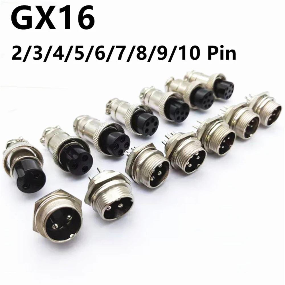 

2Pcs 2,3,4,5,6,7,8,9,10 Pins Aviation Connector Male & Female Socket Plug GX16 Zinc Alloy Copper Alloy Durable GX16 Connector