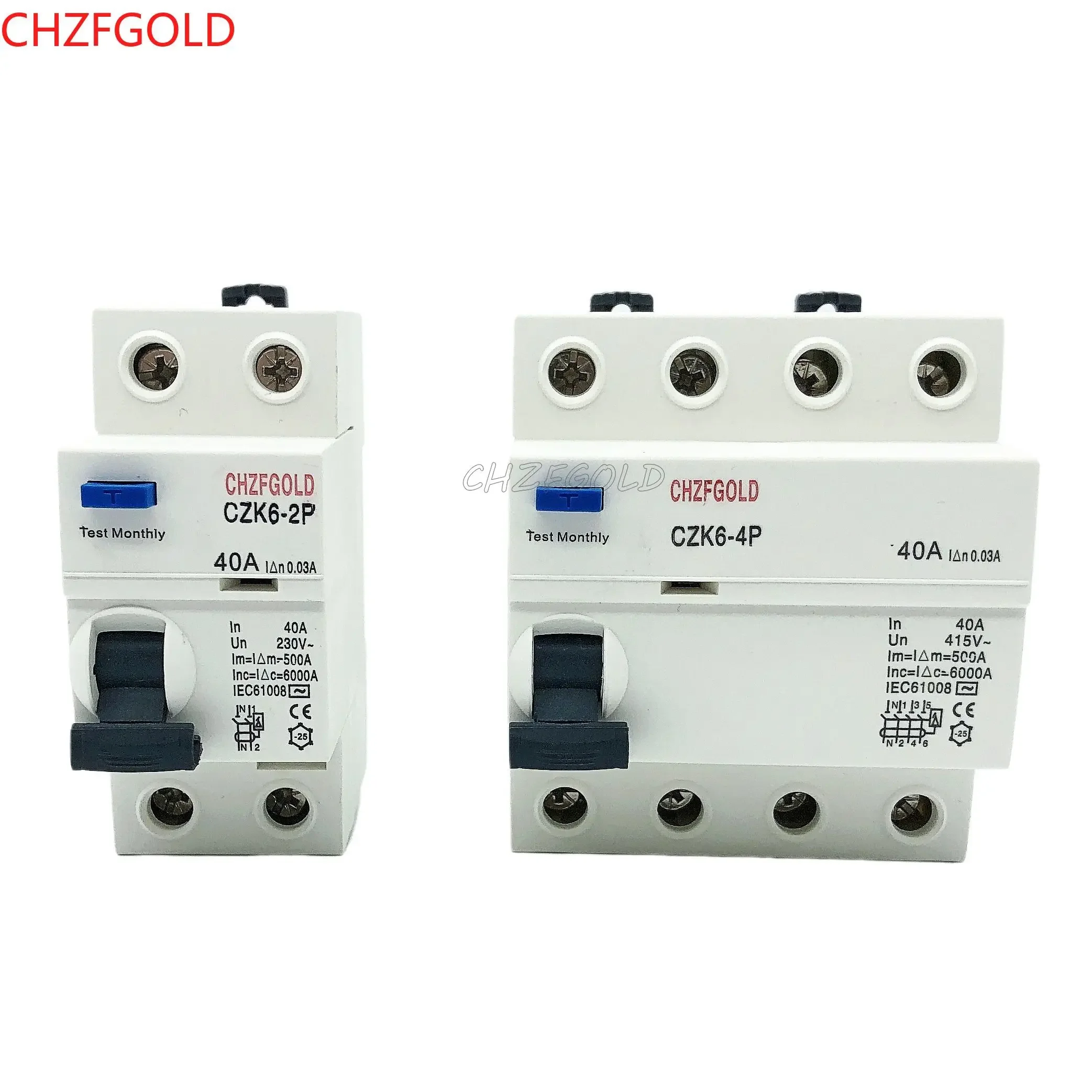 4P16A 63A 10mA 30mA 100mA 10KA RCCB RCD 230V Электромеханический выключатель остаточного тока