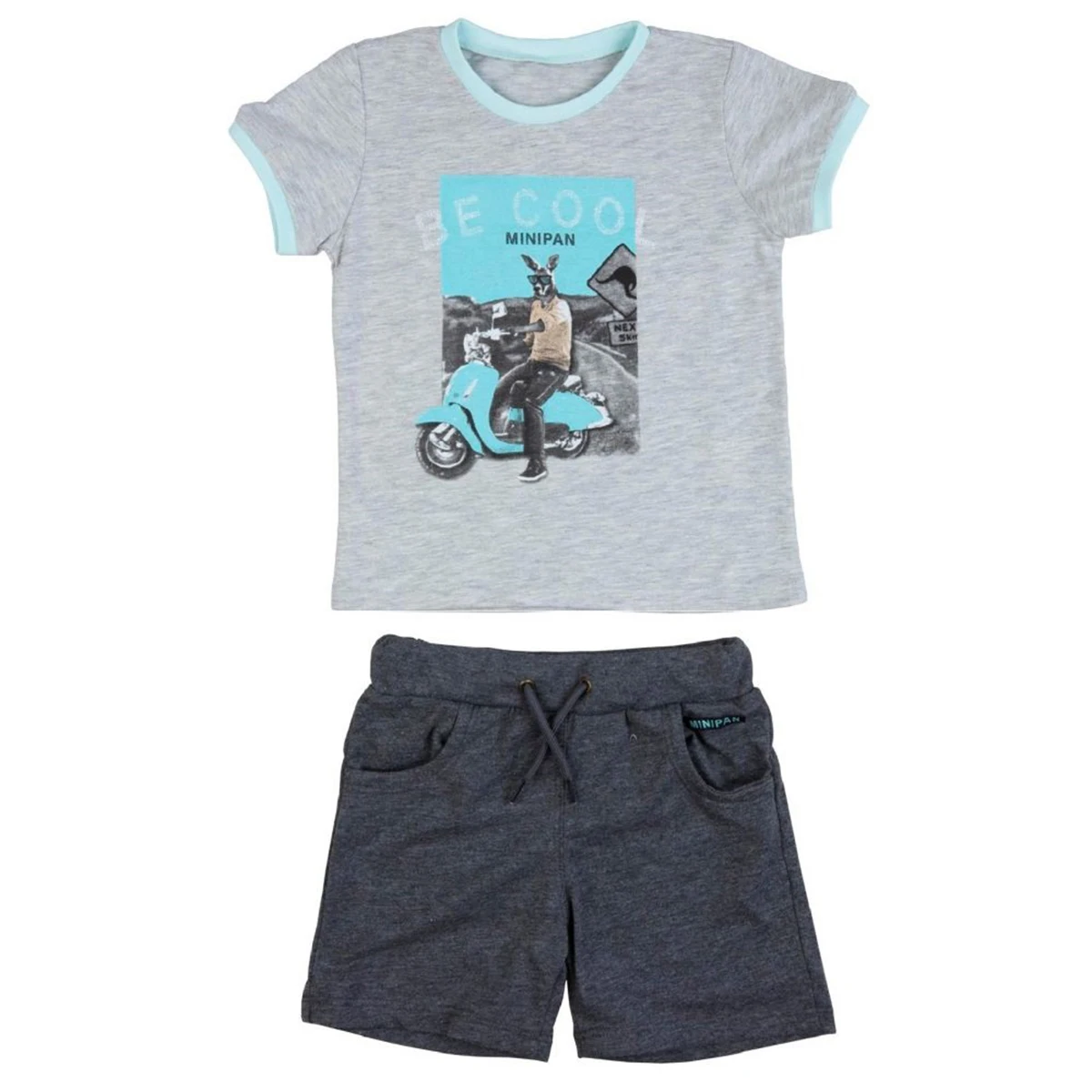 

Комплект из футболки и шортов с принтом кенгуру