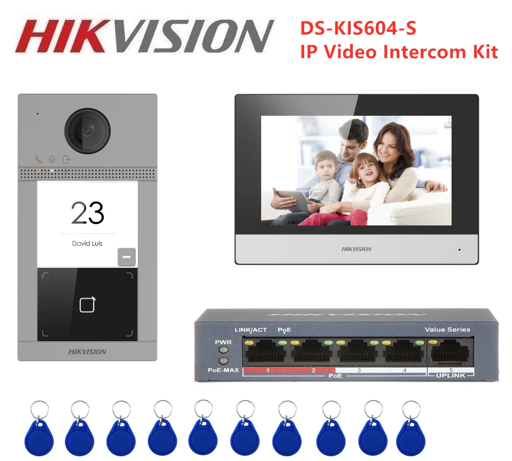 

Hikvision Smart Home Doorbell and Indoor Display Monitor Video Intercom Villa Doorphone Outdoor Station Unlock DS-KIS604-S