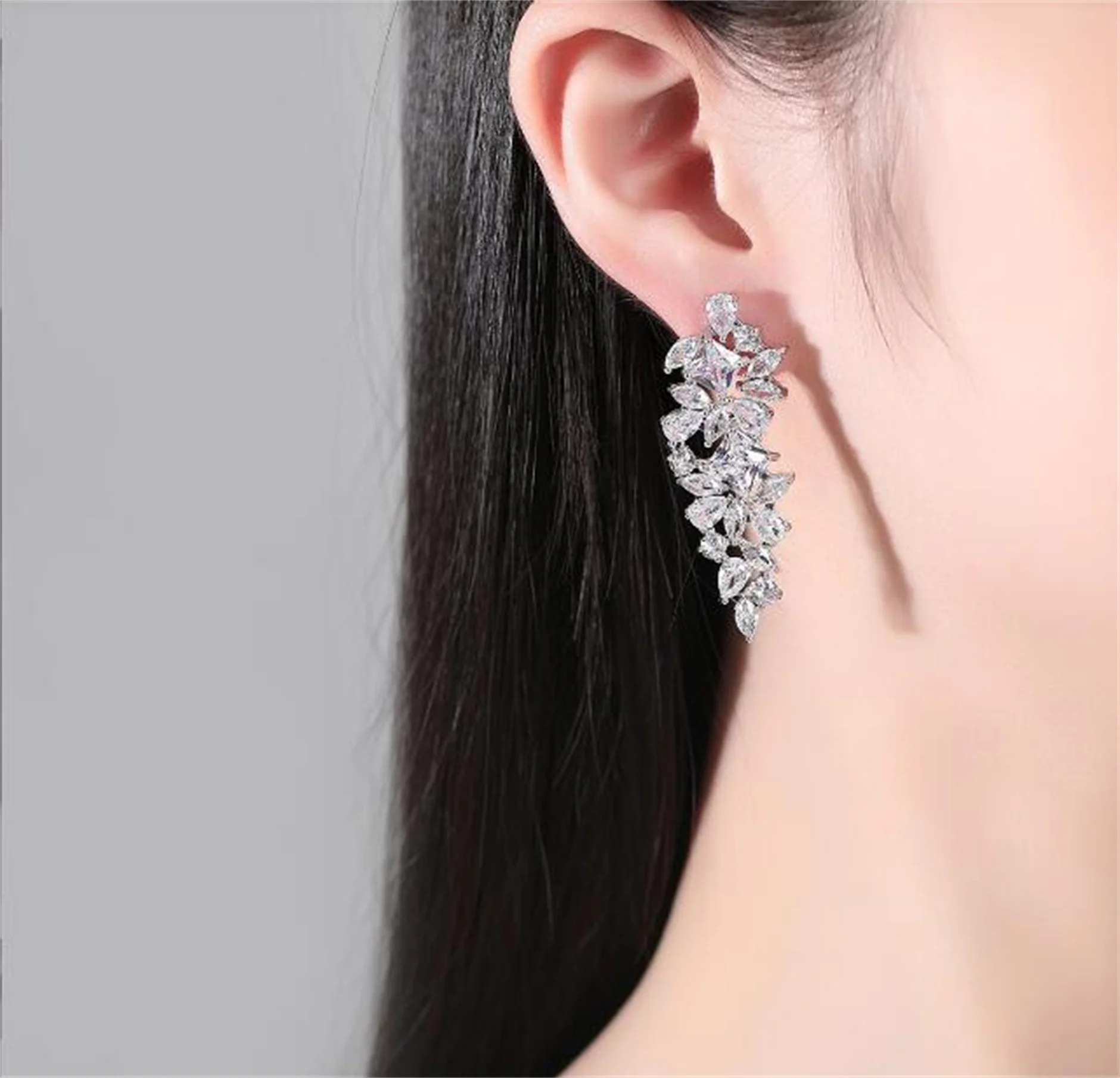 

Luxury Zircon Wedding Long Dangle Earrings For Women Earring Fine Jewelry Dress 2022 Party Delicate Festival Gifts