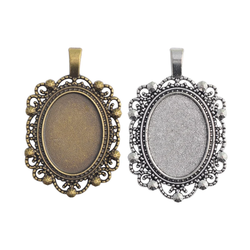 

5 шт. 18x25 мм Внутренний размер античное посеребренное покрытие/бронза/черный Винтажный стиль камея кабошон базовая оправа кулон ожерелье Фу...