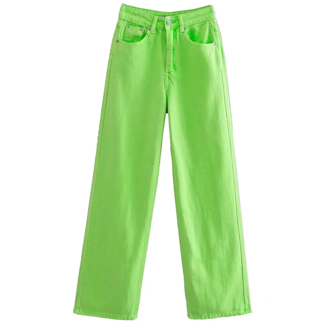 

Withered 2022 Ins Fashion Blogger High Street Vintage Grass Green High Wasit Straight Loose Mom Jeans Women Harem Denim Pants