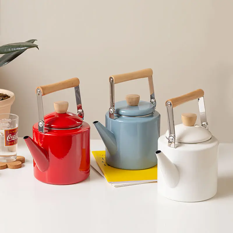 

2L Enamel Teapot Home High Temperature Electric Pottery Stove Around the Cooker Cooking Tea Old Enamel Boiling Kettle Open Fire