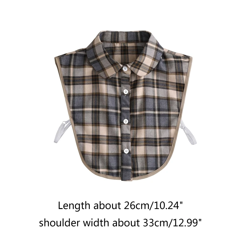 

Womens Detachable False Collar Vintage Plaid Lapel Half Shirts Fashion Versatile Blouse Attachment Clothing Accessories T8NB