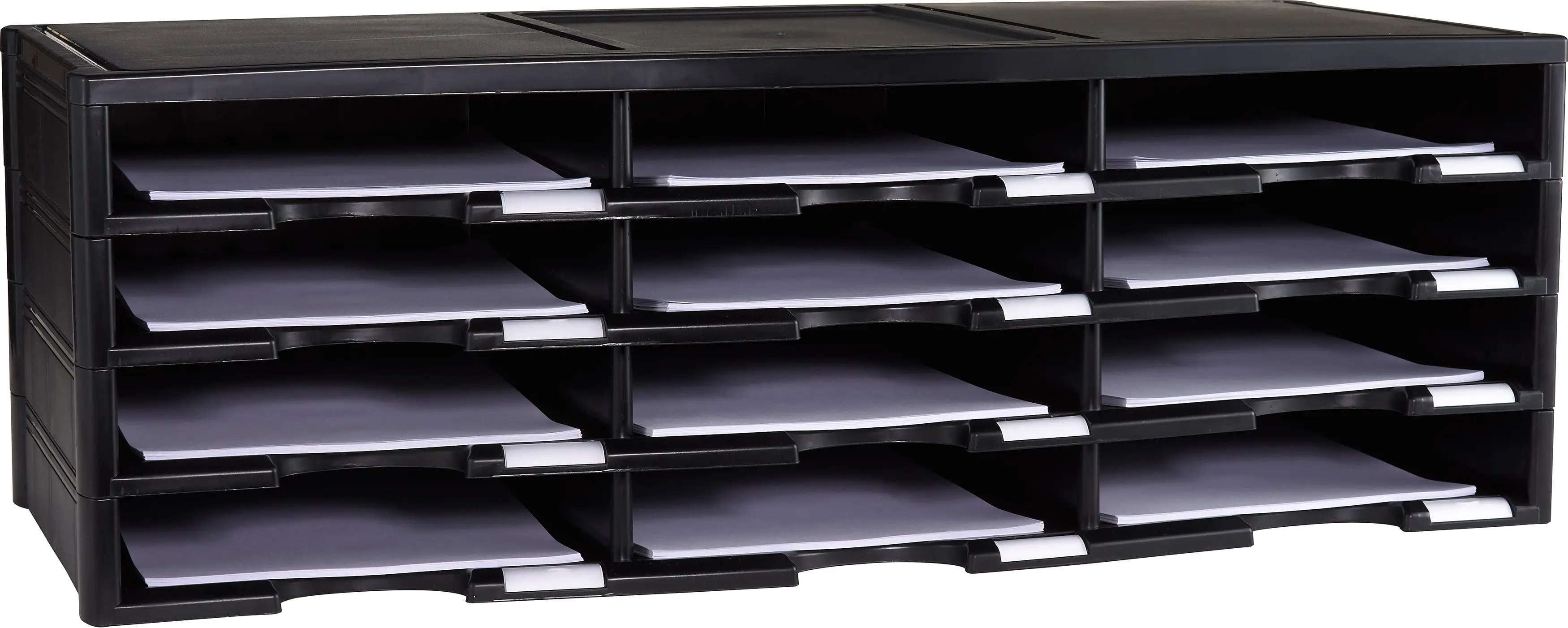 

Storex Plastic 12-Compartment Countertop Literature Organizer, Black