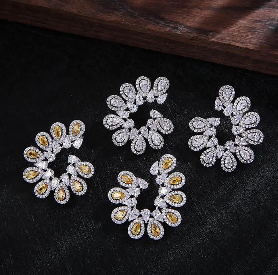 

European court exaggerated luxury fashion lady elegant earrings bride advanced teardrop c-shape wedding classic stud jewelry