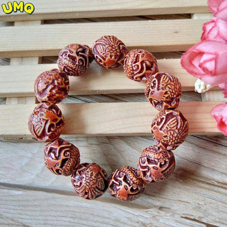 

Dragon Phoenix Bracelet Buddha Beads Imitation Small Leaf Red Sandalwood Bracelet Jewelry Exquisite Bracelet Gifts Accessories