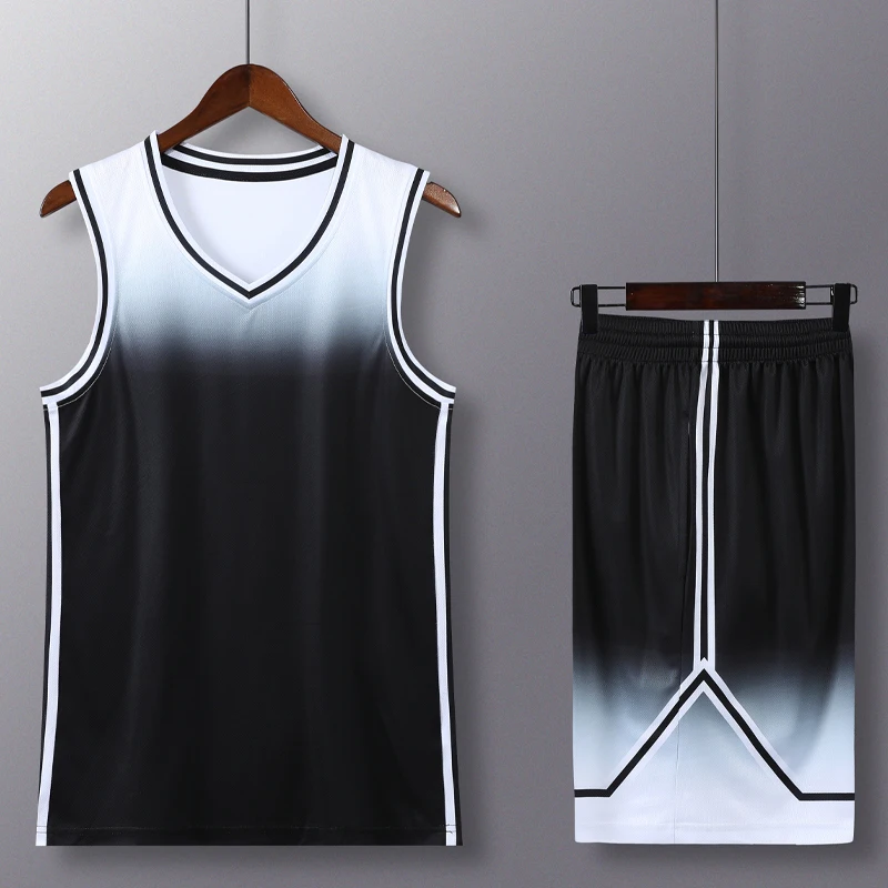 

Fashion Basketball Set High Quality Traning Sports Vest Shorts Print Gradient Running Tracksuits Breathable Jerseys Uniform Suit