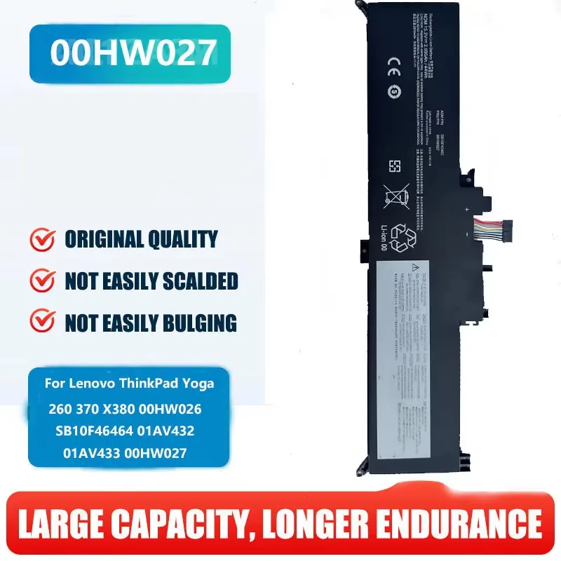 Новый сменный аккумулятор для ноутбука Lenovo ThinkPad Yoga 260 370 X380 00HW026 SB10F46464 01AV432 01AV433 00HW027